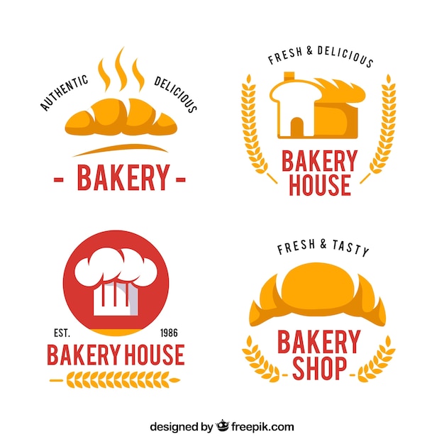 Vetor grátis conjunto de logotipos de padaria para empresa