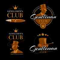 Vetor grátis conjunto de logotipos de senhores do pipe mens club vector. moda clássica, rosto de logotipo, ilustração de retrato masculino