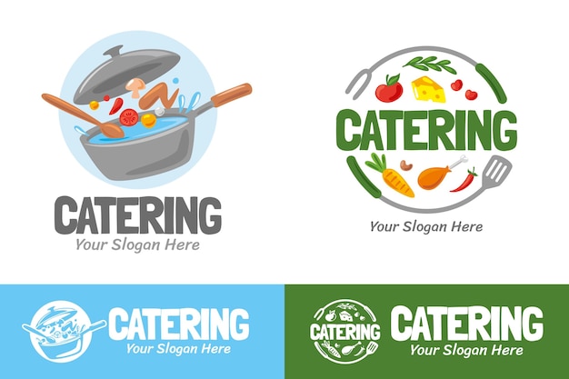 Vetor grátis conjunto de logotipos detalhados de catering