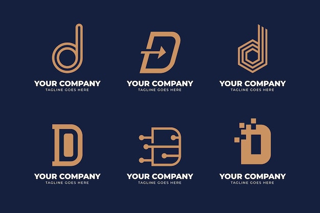 Vetor grátis conjunto de logotipos diferentes de design plano