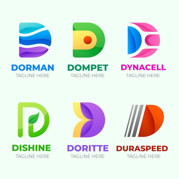 Conjunto de logotipos diferentes de design plano