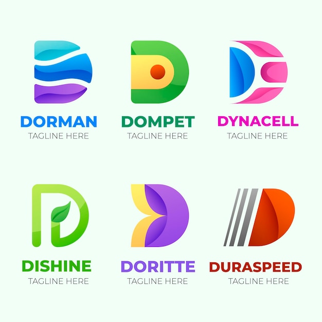 Vetor grátis conjunto de logotipos diferentes de design plano