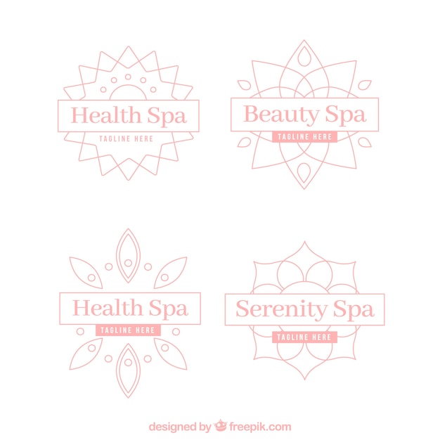 Conjunto de logotipos do centro de spa em estilo simples