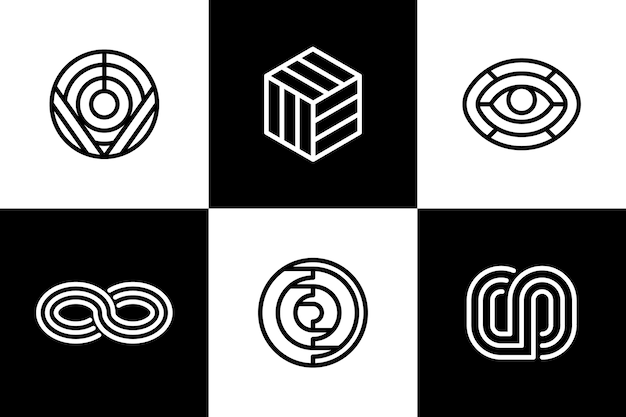 Conjunto de logotipos lineares abstratos