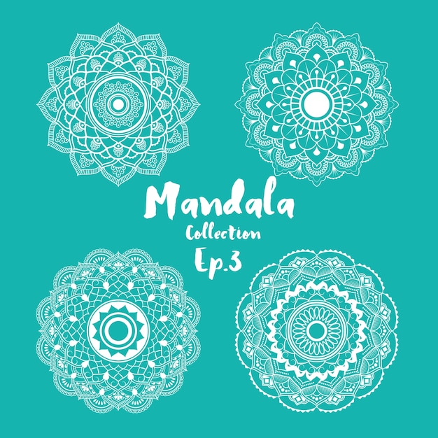 Conjunto de mandala design decorativo e decorativo para colorir página, cartão, convite, tatuagem, ioga e spa símbolo