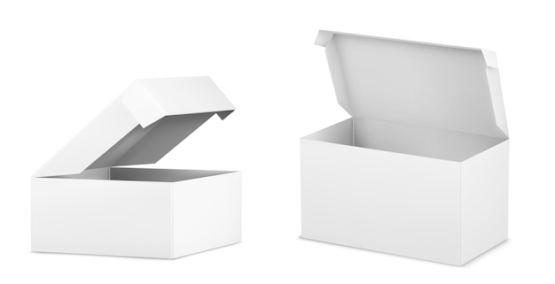 Vetor grátis conjunto de maquetes de caixas brancas de papelão