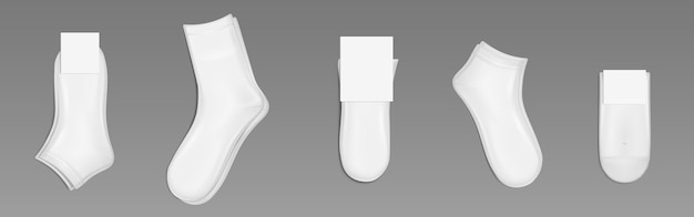Vetor grátis conjunto de maquetes de meias brancas