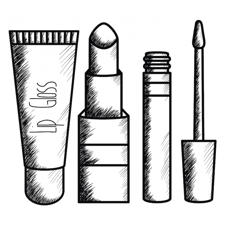Vetor grátis conjunto de maquiagem acessórios de desenho