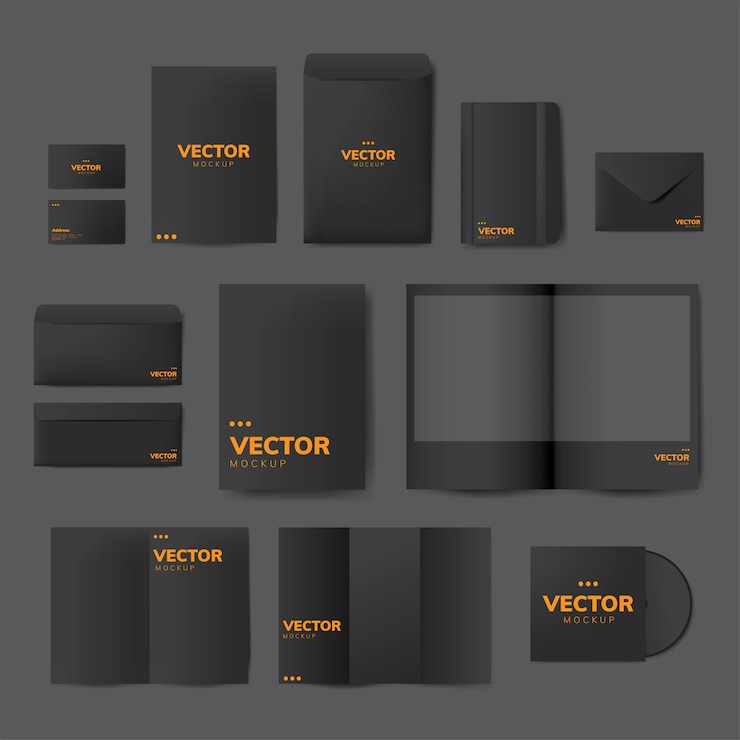 Vetor grátis conjunto de material de impressão projeta maquete