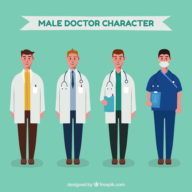 Vetor grátis conjunto de médicos masculinos sérios