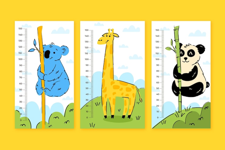 Vetor grátis conjunto de medidores de altura desenhados à mão ilustrado