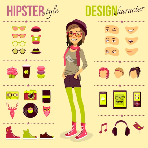 Conjunto de menina de hipster