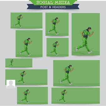 Conjunto de mídia social para críquete