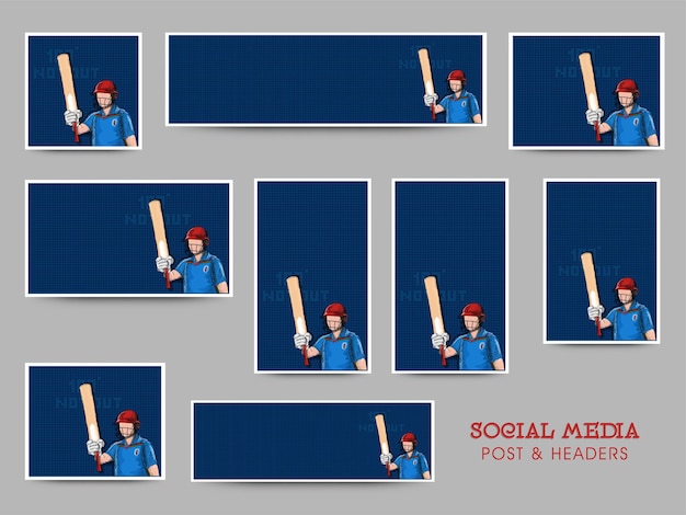 Conjunto de mídia social para críquete
