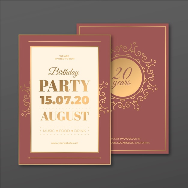 Vetor grátis conjunto de modelo de convite de aniversário elegante
