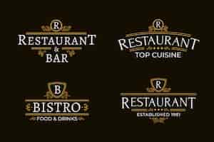 Vetor grátis conjunto de modelo de logotipo retrô de restaurante