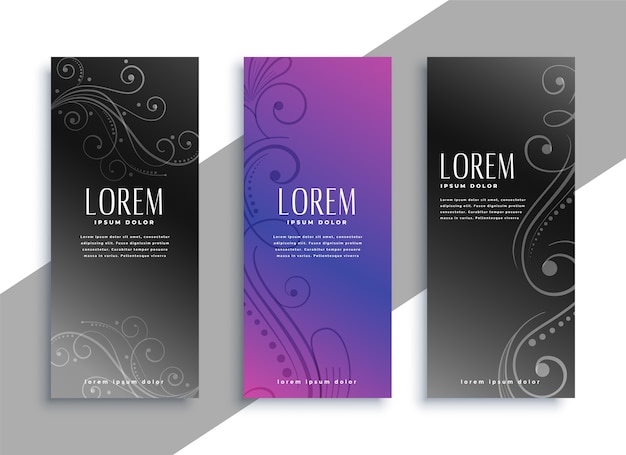 Conjunto de modelos de design de banners decorativos florais