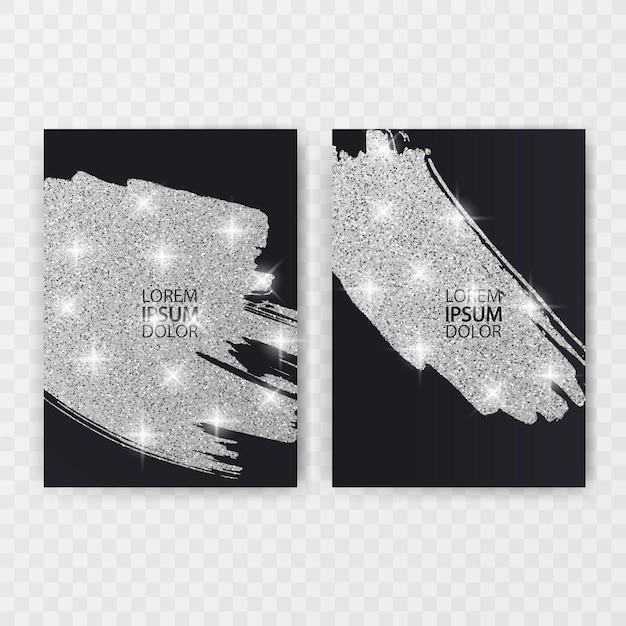 Conjunto de modelos de design preto e brilhante para folhetos folhetos emblemas tipográficos banners Vetor Premium