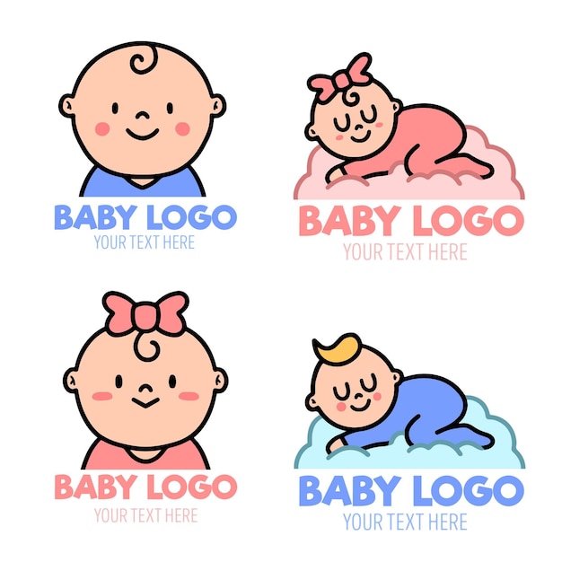 Conjunto de modelos de logotipo de bebê fofo