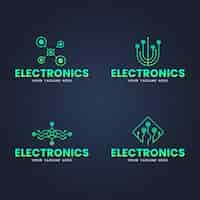 Vetor grátis conjunto de modelos de logotipo de eletrônicos de design plano