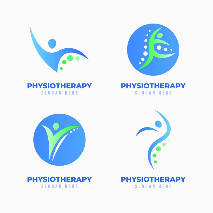 Vetor grátis conjunto de modelos de logotipo de fisioterapia gradiente