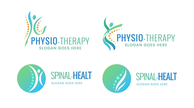 Vetor grátis conjunto de modelos de logotipo de fisioterapia gradiente