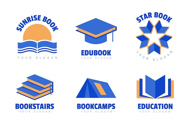 Vetor grátis conjunto de modelos de logotipo de livro