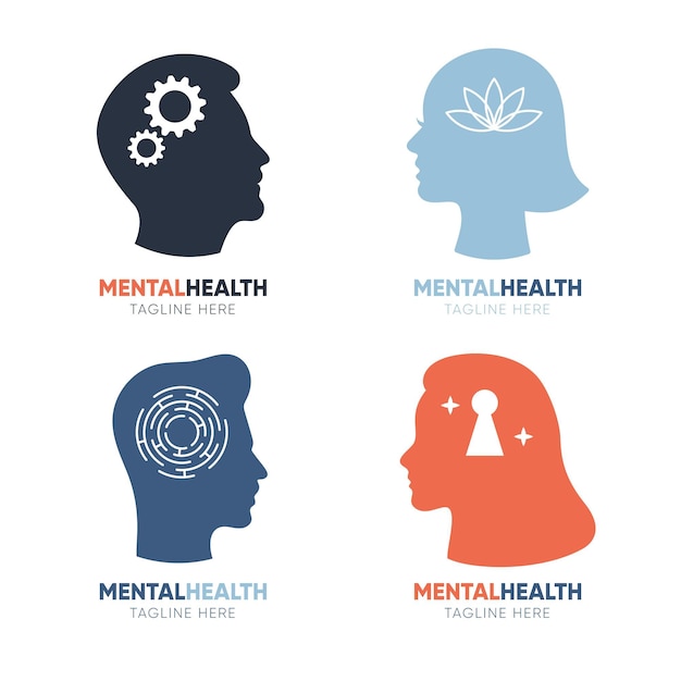 Vetor grátis conjunto de modelos de logotipo de saúde mental