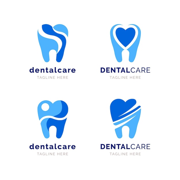 Vetor grátis conjunto de modelos de logotipo dentário plano