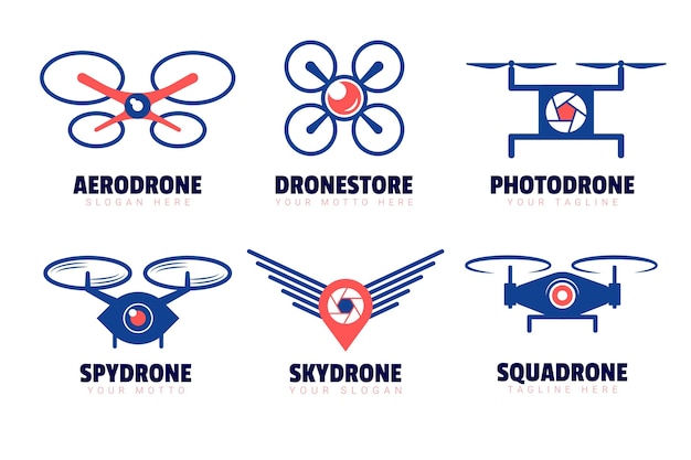 Vetor grátis conjunto de modelos de logotipo drone criativo