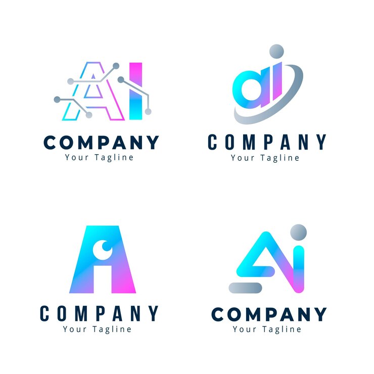 Vetor grátis conjunto de modelos de logotipo gradiente ai
