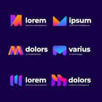 Vetor grátis conjunto de modelos de logotipo gradiente m