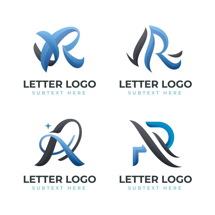 Vetor grátis conjunto de modelos de logotipo gradiente r