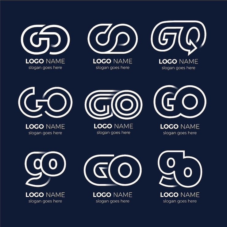 Vetor grátis conjunto de modelos de logotipo linear e plano