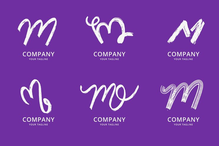 Vetor grátis conjunto de modelos de logotipo m pintados à mão