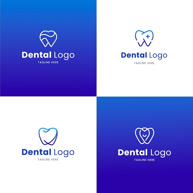 Vetor grátis conjunto de modelos de logotipo odontológico de design plano