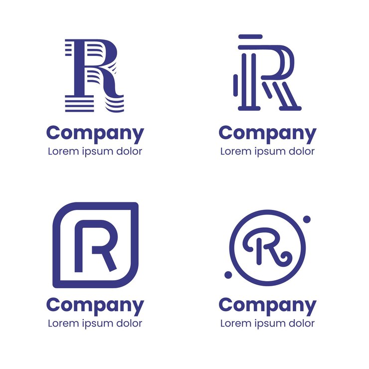 Vetor grátis conjunto de modelos de logotipo r plano
