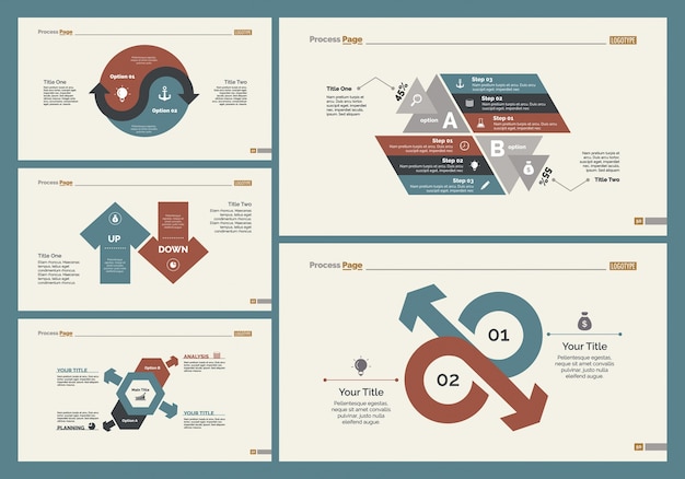 Conjunto de modelos de slide de cinco planejamentos