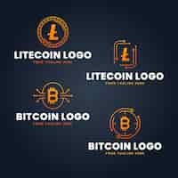 Vetor grátis conjunto de modelos planos de logotipo bitcoin