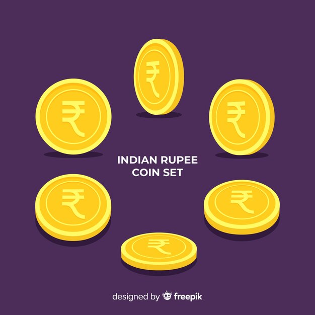 Conjunto de moedas de rupia indiana