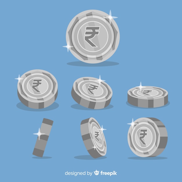 Vetor grátis conjunto de moedas de rupia indiana