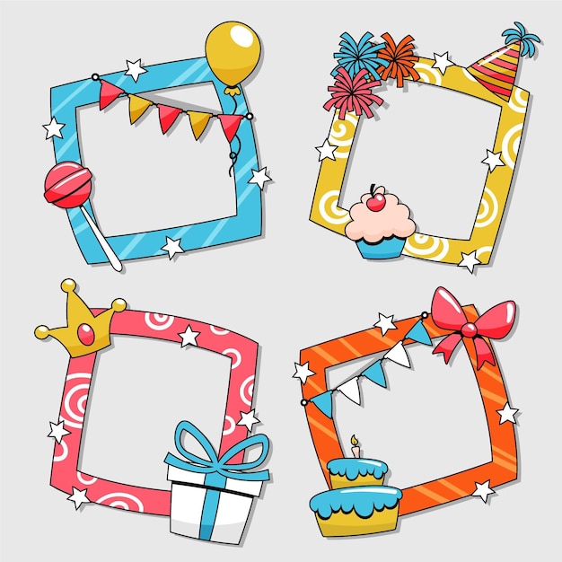 Conjunto de moldura de colagem de aniversário