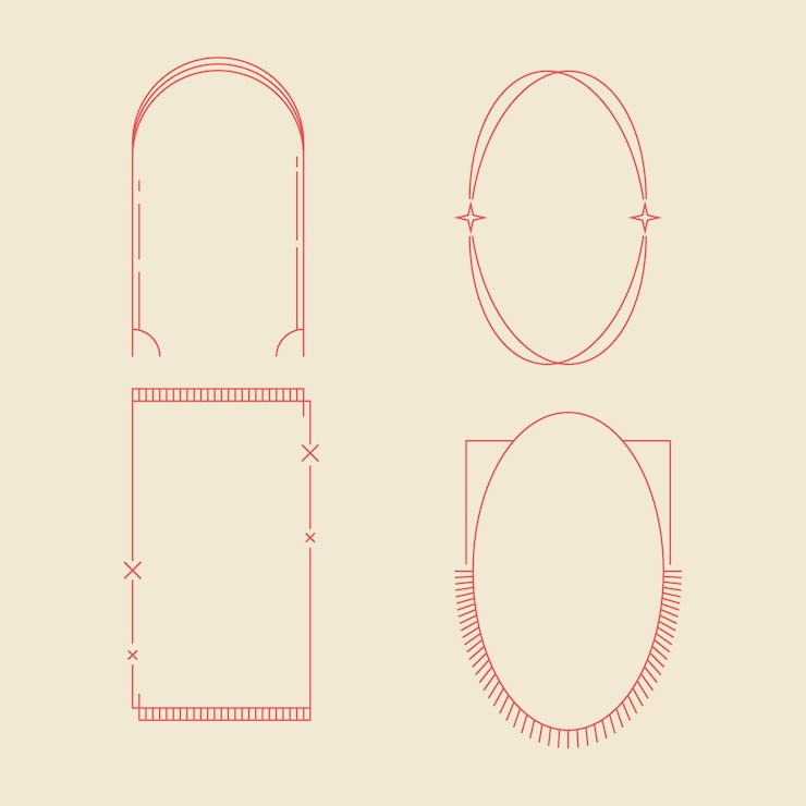 Vetor grátis conjunto de molduras lineares minimalistas de design plano