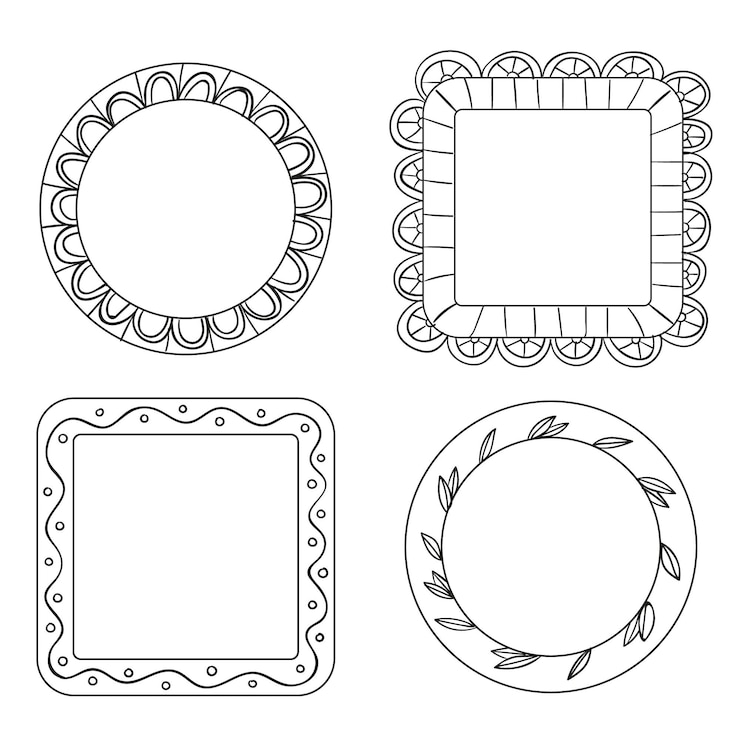 Vetor grátis conjunto de molduras ornamentais desenhadas à mão