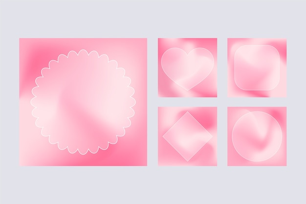 Vetor grátis conjunto de molduras rosa para redes sociais
