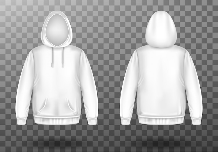 Vetor grátis conjunto de moletom com capuz e branco simulado na frente e atrás