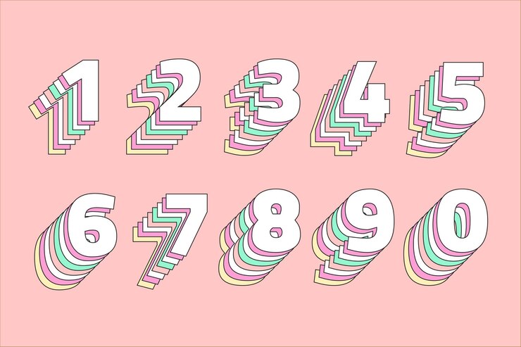 Vetor grátis conjunto de números pastel em camadas