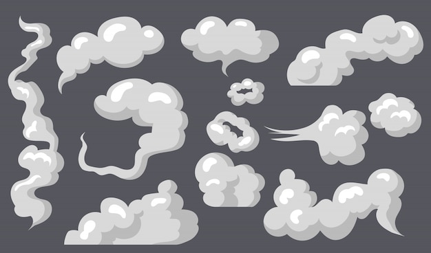 Vetor grátis conjunto de nuvens de vapor