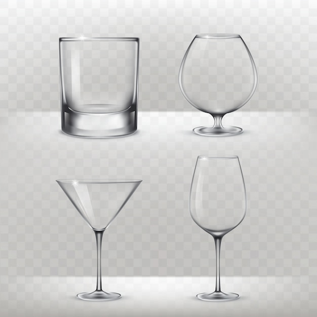 Vetor grátis conjunto de óculos para álcool de um estilo realista