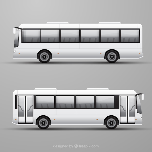 Conjunto de ônibus com diferentes perspectivas